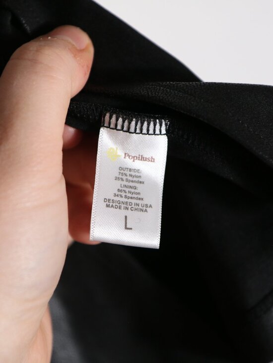 Popilush Shapewear Sculpting Faux Leather Front Slit Midi Skirt Womens Large - Picture 3 of 6